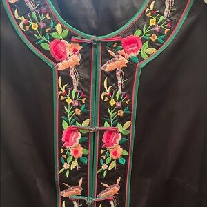 Asian Vest Top Beautiful Embroidered Black Sleeveless Top